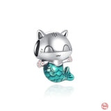 Mermaid Bead Pendant Dangle Charm 925 Bracelet Girl Jewelry