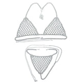 Rhinestone Bikini Body Harness Set Crystal Lingerie Bra Thong