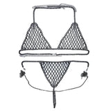 Rhinestone Bikini Body Harness Set Crystal Lingerie Bra Thong