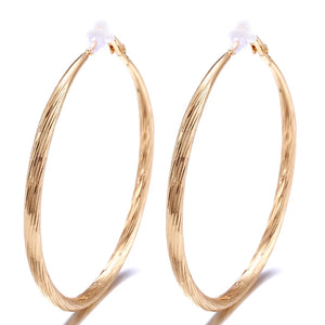 Large Hoop Clip on Earrings for Women Non Pierced Round Earring