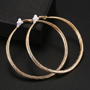 Large Hoop Clip on Earrings for Women Non Pierced Round Earring