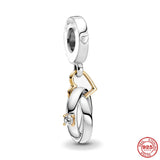 925 Silver Family Easter Egg And Motorcycles Charm Bead for Bracelet DIY