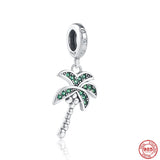 925 Silver Cactus Pendant Panda Charm Beads Bracelet DIY Jewelry