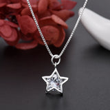 925 Silver Crystal Star Earrings Necklace Set