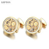 Steampunk Gear Watch Movement Cufflinks for Men's Wedding