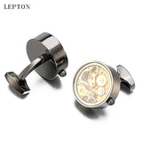 Steampunk Gear Watch Movement Cufflinks for Men's Wedding