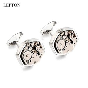 Steampunk Gear Watch Movement Cufflinks Stainless Steel