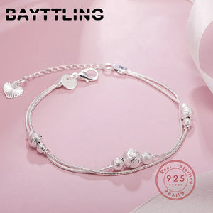 Elegant S925 Silver Double Layer Bead Bracelet for Women