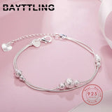 Elegant S925 Silver Double Layer Bead Bracelet for Women