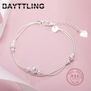 Elegant S925 Silver Double Layer Bead Bracelet for Women