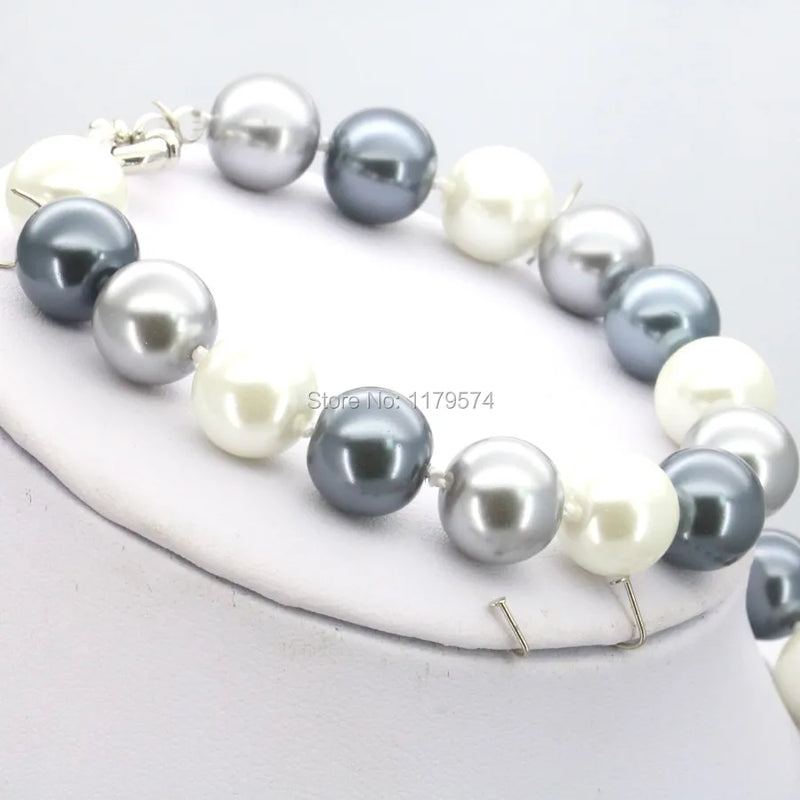 10mm Gray Glass Pearl Beads Bracelet Jewelry Making