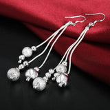 925 Silver Beads Necklace Earrings Set