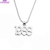 Old English Number Pendant Necklace Date Charm Box Chain