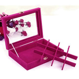 Hot Pink Velvet Jewelry Ring Display Organizer Box Tray Holder