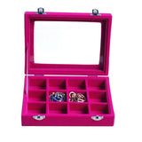 Hot Pink Velvet Jewelry Ring Display Organizer Box Tray Holder