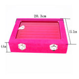 Velvet Display Case Box Earring Ring Organizer Jewelry Tray