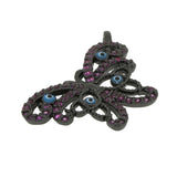 Hot Pink CZ Butterfly Evil Eye Charm Pendant Accessory