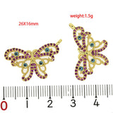 Hot Pink CZ Butterfly Evil Eye Charm Pendant Accessory