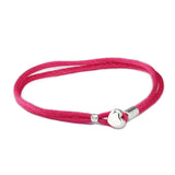 Hot Pink Cord Bracelet with Heart Buckle, Sterling Silver Jewelry