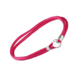 Hot Pink Cord Bracelet with Heart Buckle, Sterling Silver Jewelry
