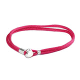 Hot Pink Cord Bracelet with Heart Buckle, Sterling Silver Jewelry