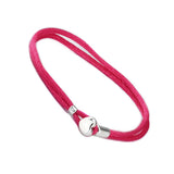 Hot Pink Cord Bracelet with Heart Buckle, Sterling Silver Jewelry