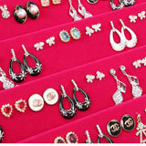 Hot Pink Velvet Tray Earrings Organizer Showcase Display Jewelry Holder