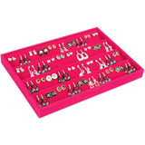 Hot Pink Velvet Tray Earrings Organizer Showcase Display Jewelry Holder