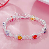 925 Stamped Silver Crystal Bracelet for Women Party Wedding