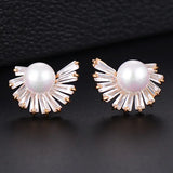 Hot Pearl Stud Earrings For Women Party Show Bridal Wedding Jewelry