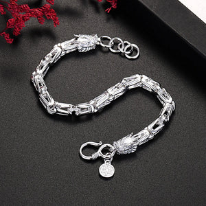 925 Silver Dragon Head Chain Bracelet for Men's Jewelry