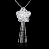 925 Silver Flowers Pendant Necklace For Women Wedding Jewelry
