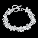 925 Silver Beads Chain Bracelet for Women Wedding Party Christmas Gift