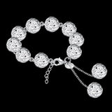 Hollow Heart Ball 925 Sterling Silver Bracelet for Women