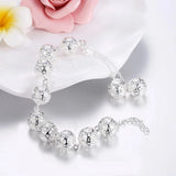 Hollow Heart Ball 925 Sterling Silver Bracelet for Women