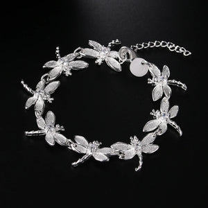 Crystal Dragonfly 925 Silver Bracelet for Women Wedding Party