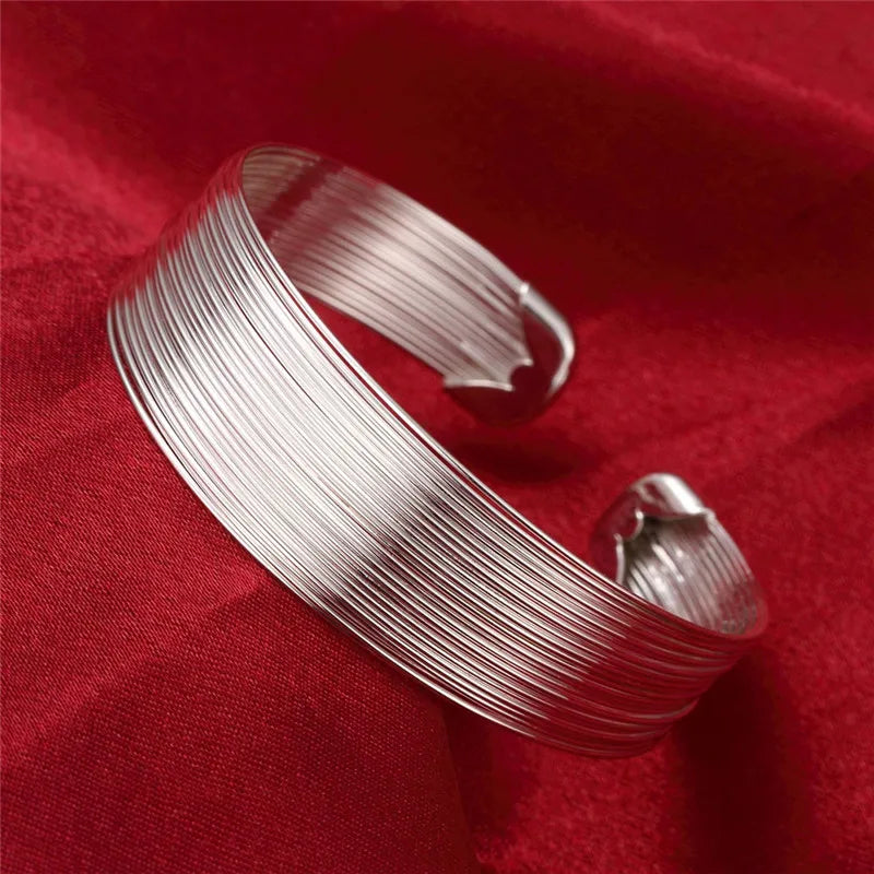 925 Sterling Silver Cuff Bracelets for Women Wedding Party Jewelry