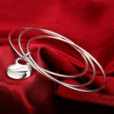 925 Silver Heart Bangle Bracelet Women Love Jewelry