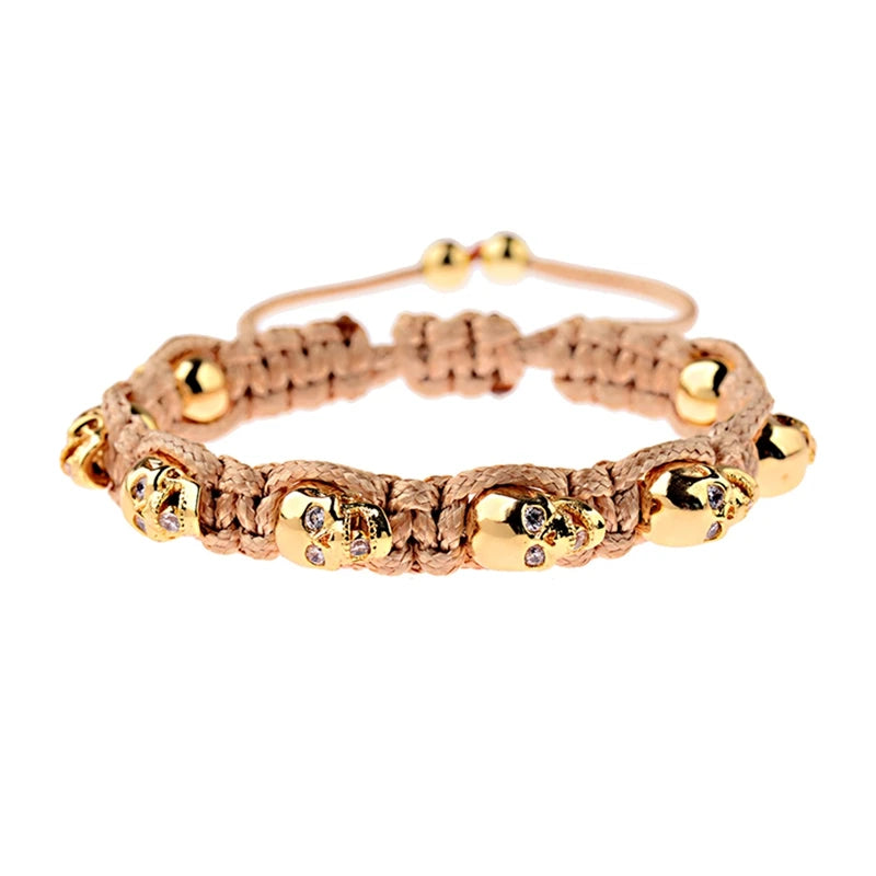 Punk CZ Stainless Steel Skull Bracelet - Men's Unique Jewelry
