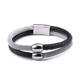 Hot Punk Complex Titanium Steel Men's Leather Bracelet
