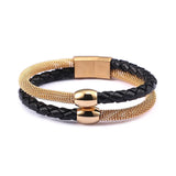 Hot Punk Complex Titanium Steel Men's Leather Bracelet