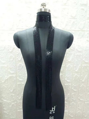 Punk Statement Sequins Long Choker Necklace for Women