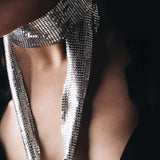 Punk Statement Sequins Long Choker Necklace for Women