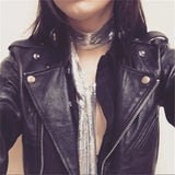 Punk Statement Sequins Long Choker Necklace for Women
