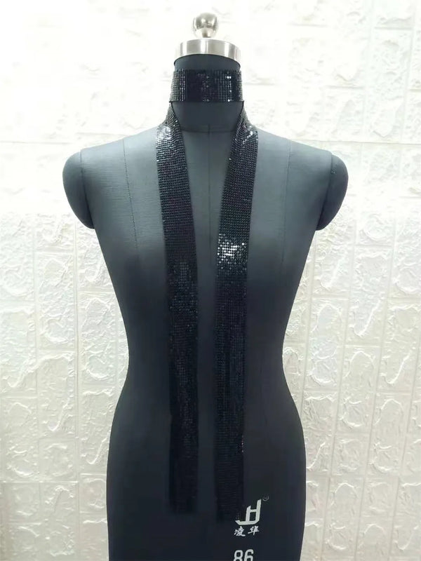 Punk Statement Sequins Long Choker Necklace for Women