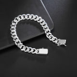 925 Silver 10MM Men's Chain Bracelet Wedding Holiday Jewelry