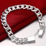 925 Silver 10MM Men's Chain Bracelet Wedding Holiday Jewelry