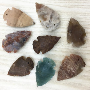 Raw Ore Gems Indian Agates Arrow Head Charm Pendant for Necklace Making