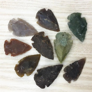 Raw Ore Gems Indian Agates Arrow Head Charm Pendant for Necklace Making