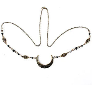 Retro Gothic Style Moon Accessories Head Chain with Crystal Bead Headdress